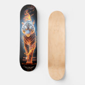Fiery Tiger Wit & Blauw Gloeiende Koele Stijl Persoonlijk Skateboard (Voorkant)