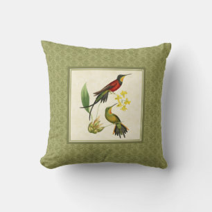 Fiery Topaz Hummingbird Damask Pillow Kussen