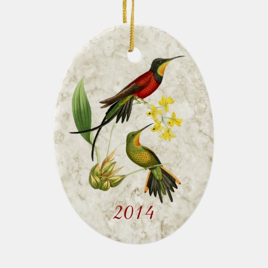 Fiery Topaz Hummingbird Keramisch Ornament (Achterkant)