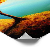 Fiery Trees op een Cliffside Oceanscape Poster (Hoek)
