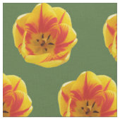 Fiery Tulip Floral Patterned Fabric Stof (Close Up)