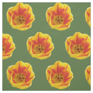 Fiery Tulip Floral Patterned Fabric Stof