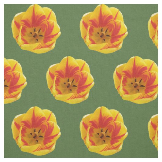 Fiery Tulip Floral Patterned Fabric Stof (Swatch)