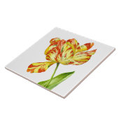 Fiery Tulip op een keramische tegel Tegeltje (Zijkant)