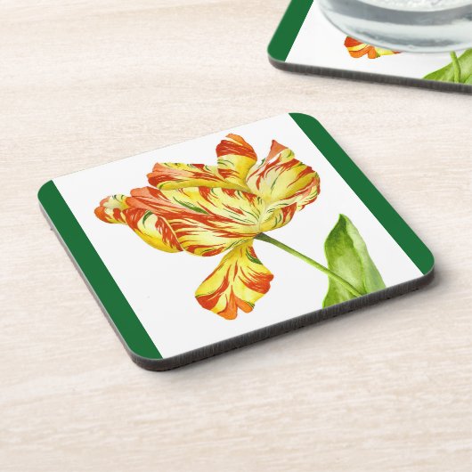 Fiery Tulpen op een Set van Onderzetters (Linkerzijde)