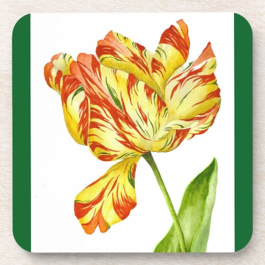 Fiery Tulpen op een Set van Onderzetters (Voorkant)