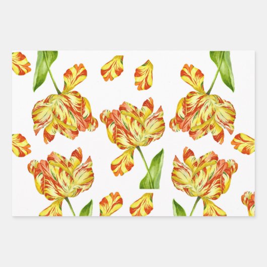 Fiery Tulpen op een Wrapping Paper Set (Voorkant)