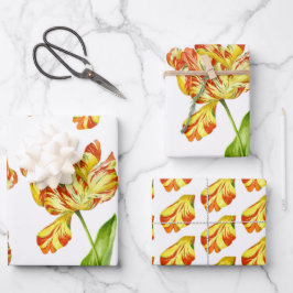 Fiery Tulpen op een Wrapping Paper Set