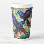 Fiery Two Ravens Latte Mok (Voorkant)