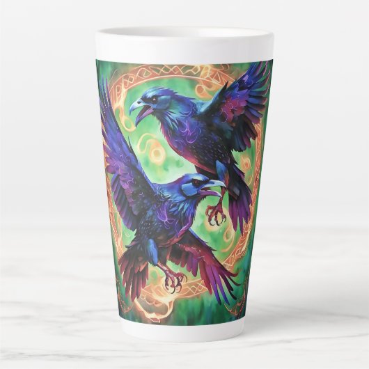 Fiery Two Ravens Latte Mok (Voorkant)