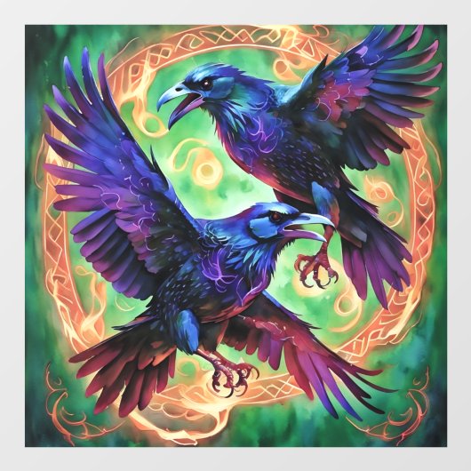 Fiery Two Ravens Raamsticker (Vel)