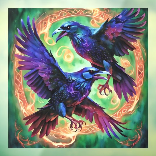 Fiery Two Ravens Raamsticker (Vel 3)