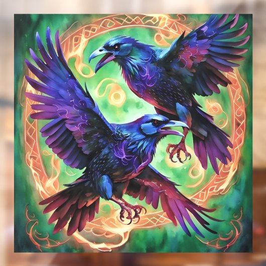 Fiery Two Ravens Raamsticker (Vel 2)