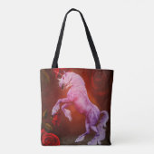 Fiery Unicorn en Rozen Fantasy Horse Tote Bag (Achterkant)
