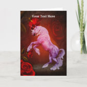 Fiery Unicorn Rozen Fantasy Art Kaart (Voorkant)