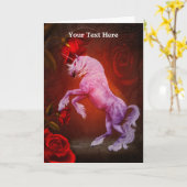 Fiery Unicorn Rozen Fantasy Art Kaart (Gele Bloem)