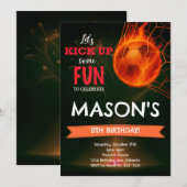 Fiery Voetbal verjaardagsuitnodiging Kaart (Voorkant / Achterkant)