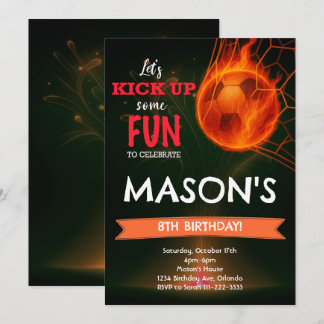 Fiery Voetbal verjaardagsuitnodiging Kaart