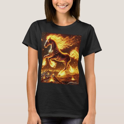 Fiery War Horse T-shirt ontwerp. (Voorkant)