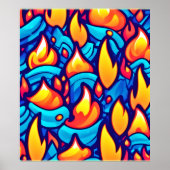 Fiery Waves Abstracte kunst Poster (Voorkant)