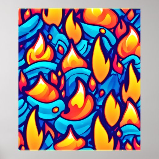 Fiery Waves Abstracte kunst Poster (Voorkant)