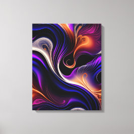 Fiery Waves - Vet Paarse, Sinaasappel, Goud Abstra Canvas Afdruk