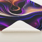 Fiery Waves - Vet Paarse, Sinaasappel, Goud Abstra Sherpa Deken (3/4)