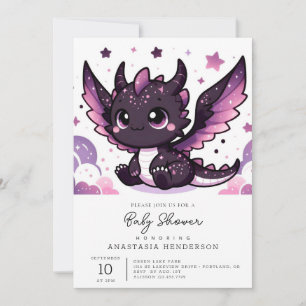 Fiery Whimsical Dragon Baby shower Kaart