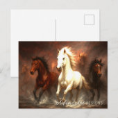 Fiery Wild Horses Running Through Smoke and Flame Feestdagenkaart (Voorkant / Achterkant)