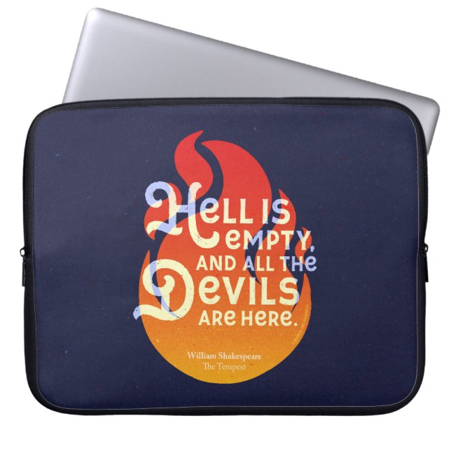 Fiery William Shakespeare Hell is Empty Laptop Sleeve (Voorkant)