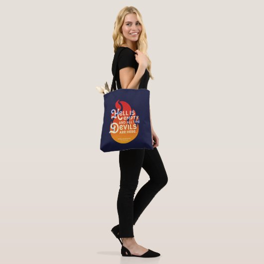 Fiery William Shakespeare Hell is Empty Tote Bag (Op model)