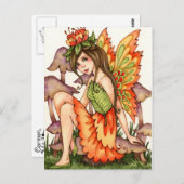 Fiery Wings - Autumn Fantasy Fairy Art Briefkaart (Voorkant / Achterkant)