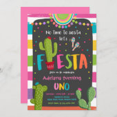Fiesta 1e verjaardag Mexicaanse Cactus Party Kaart (Voorkant / Achterkant)