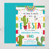 Fiesta 1e verjaardag Mexicaanse Cactus Party Kaart (Voorkant / Achterkant)