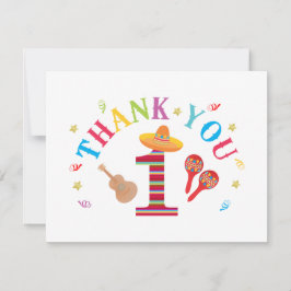 Fiesta 1e Verjaardag Schattige Mexicaanse Dankkaar Bedankkaart
