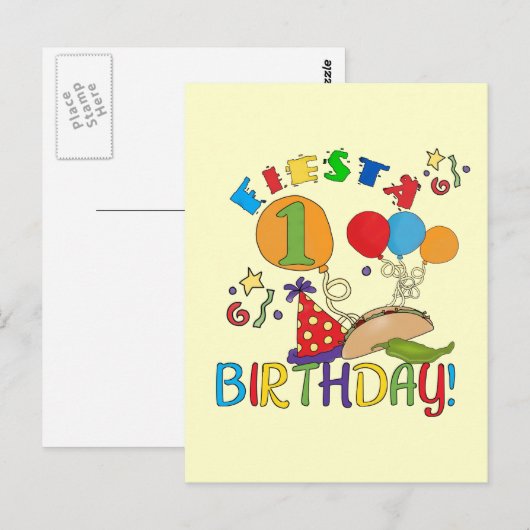 Fiesta 1e verjaardag Tshirts en geschenken Briefkaart (Voorkant / Achterkant)