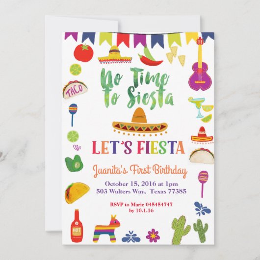 Fiesta 1e verjaardag Uitnodiging (Voorkant)