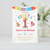 Fiesta 1e verjaardag uitnodiging Mexicaans Kleurri (Staand voorkant)