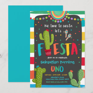 Fiesta 1e Verjaardagsfeest Mexicaanse Cactus Party Kaart