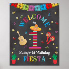 Fiesta 1st Birthday Chalkboard Welkomstbord Poster