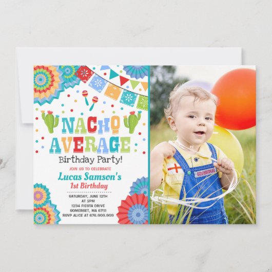 Fiesta 1st Birthday Uitnodiging Nacho Gemiddelde P (Voorkant)