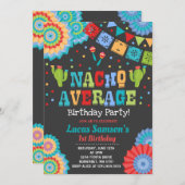 Fiesta 1st Birthday Uitnodiging Nacho Gemiddelde P (Voorkant / Achterkant)