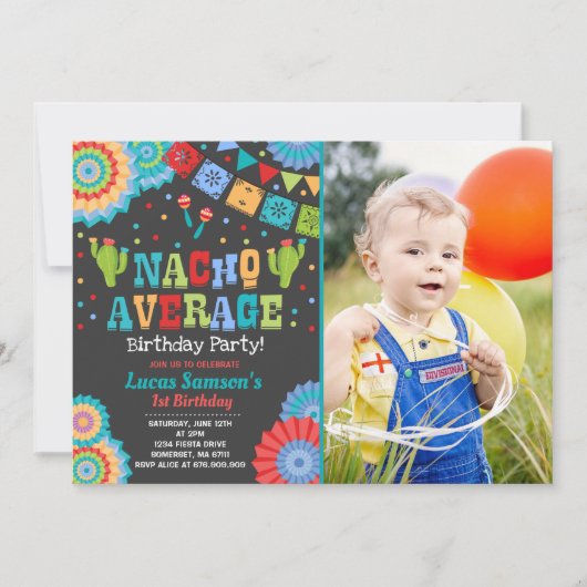 Fiesta 1st Birthday Uitnodiging Nacho Gemiddelde P (Voorkant)