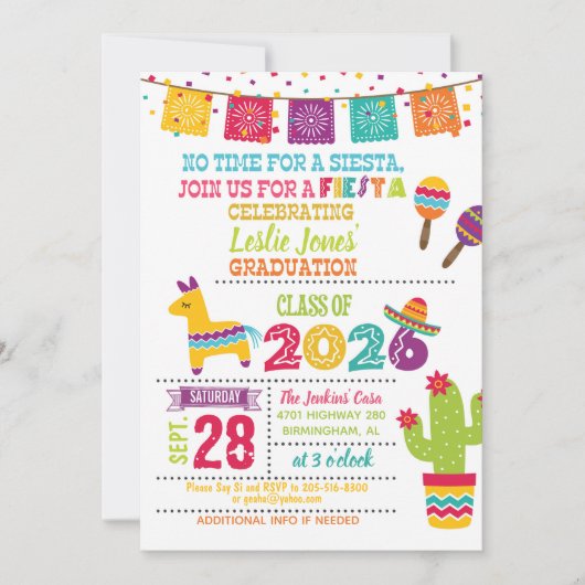 Fiesta 2026 Afstudeer Uitnodiging - Wit (Voorkant)