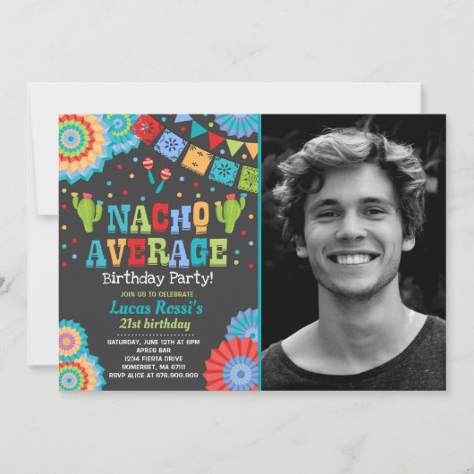 Fiesta 21e verjaardag uitnodiging Nacho Gemiddeld (Voorkant)