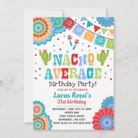Fiesta 21st Birthday Invitation Nacho Gemiddelde 2 Kaart (Voorkant)