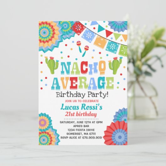 Fiesta 21st Birthday Invitation Nacho Gemiddelde 2 Kaart (Staand voorkant)