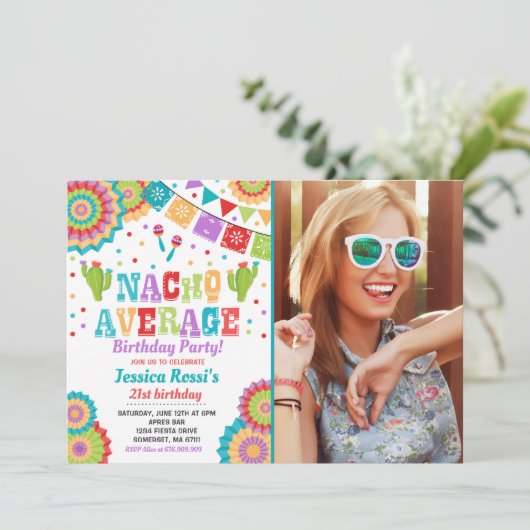 Fiesta 21st Birthday Invitation Nacho Gemiddelde 2 Kaart (Staand voorkant)