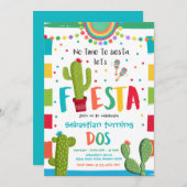Fiesta 2e verjaardag Mexicaanse cactus Party Inv Kaart (Voorkant / Achterkant)
