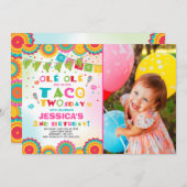 Fiesta 2e verjaardag Uitnodiging Taco Twosday Part (Voorkant / Achterkant)